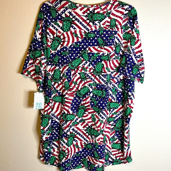 LULAROE Irma Top Tunic Shirt Patriotic NEW Hi Low Hem Stretchy USA Vote Rally 2X - Picture 4 of 16